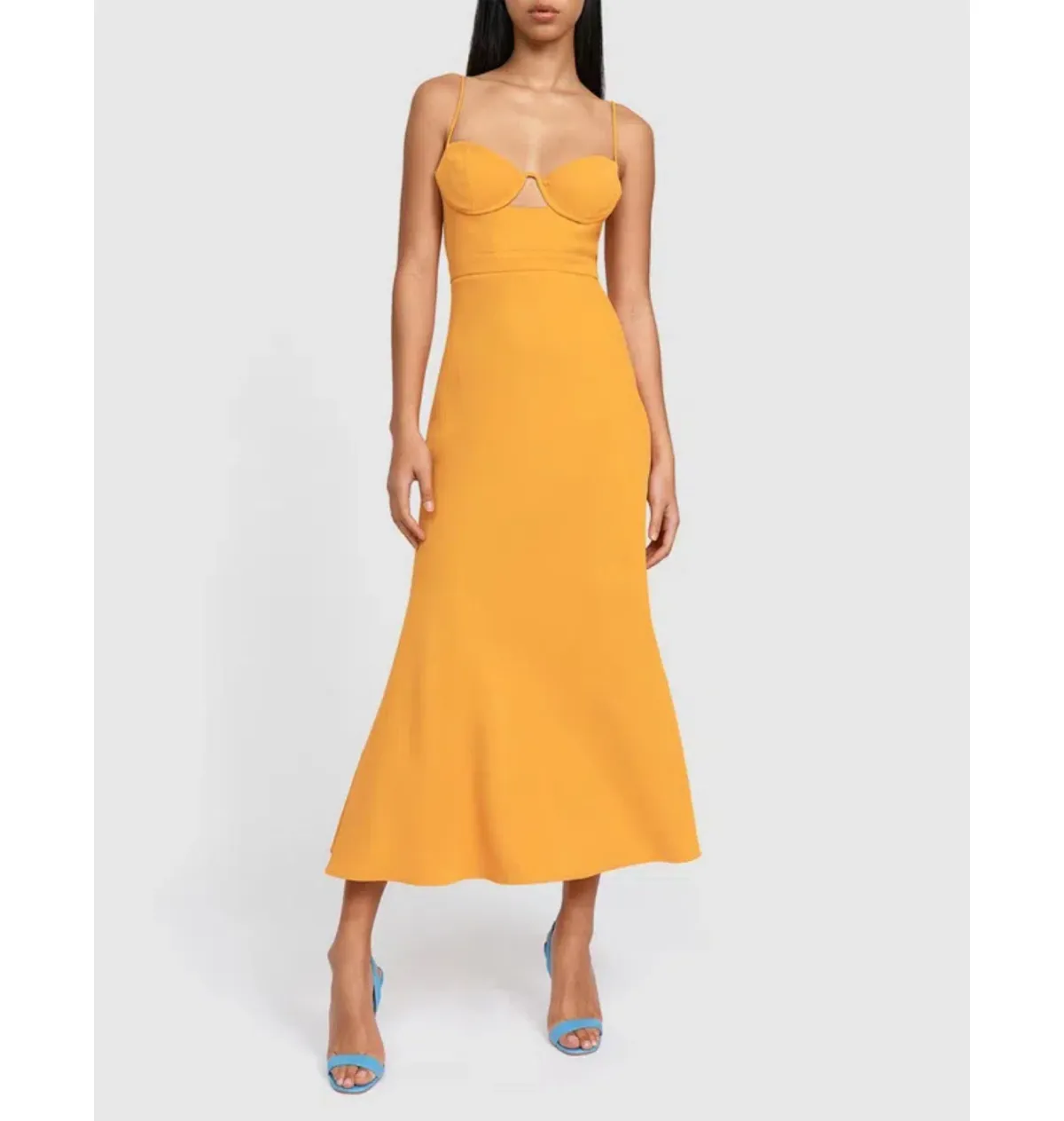 By Johnny Callia Wire Midi Dress In Apricot Orange Size AU 12 - Image 7