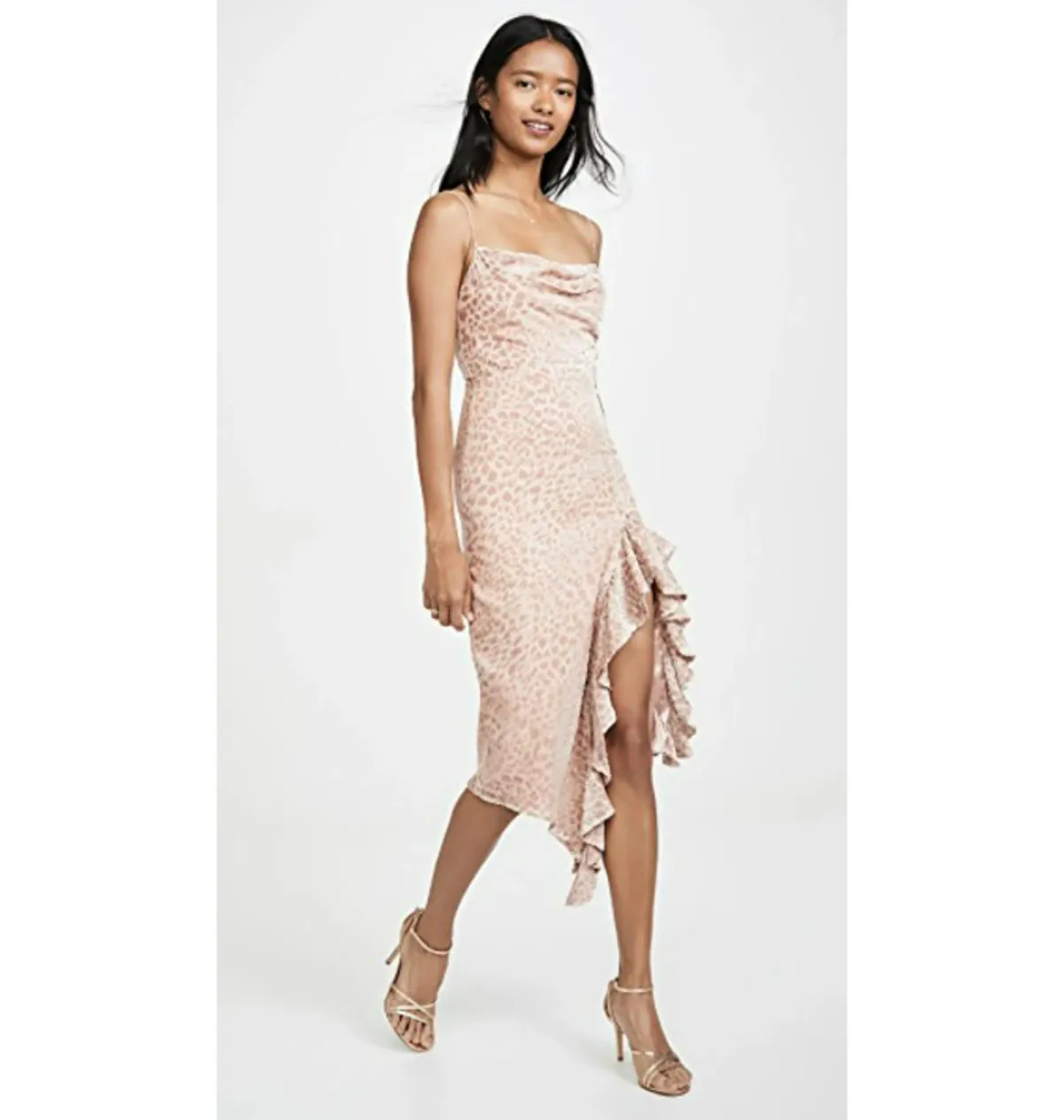 Misha Emilia Midi Dress Blush Leopard Print Size 10/M - Image 1