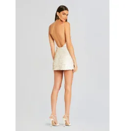 Retrofete Eleanora Sequin Dress Beige/White Side XS / AU 6 for rent on The Volte - image 4