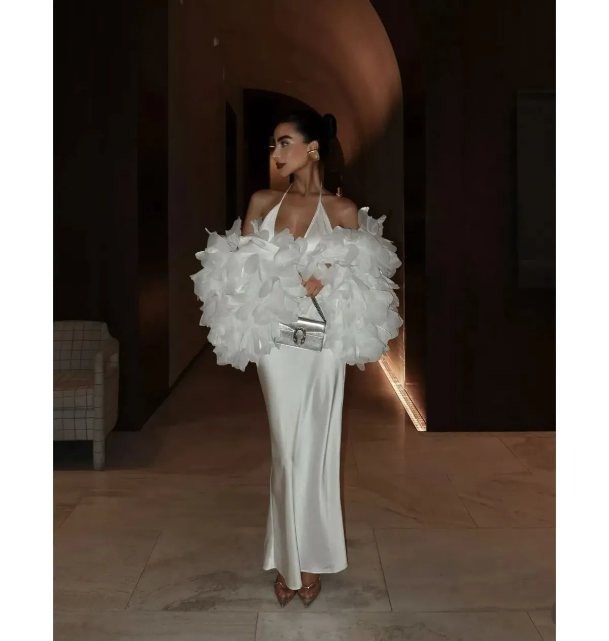 Selezza Lucia Flower Bomber In White Size S / AU 8 - Image 3