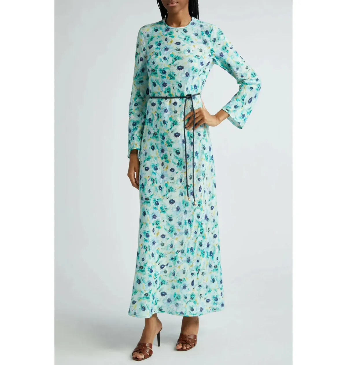 Zimmermann Lightburst Bias Long Dress in Aqua Floral Size 1 / AU 10 - Image 1