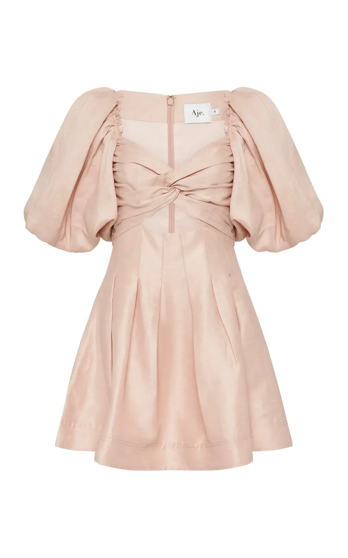 Aje Dusk Knot Puff Sleeve Mini Dress in Pale Pink Size AU 6 - Image 6