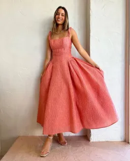 Rachel Gilbert Sophy Strap Midi Dress Pink Size 4 / AU 14 for rent on The Volte - image 3