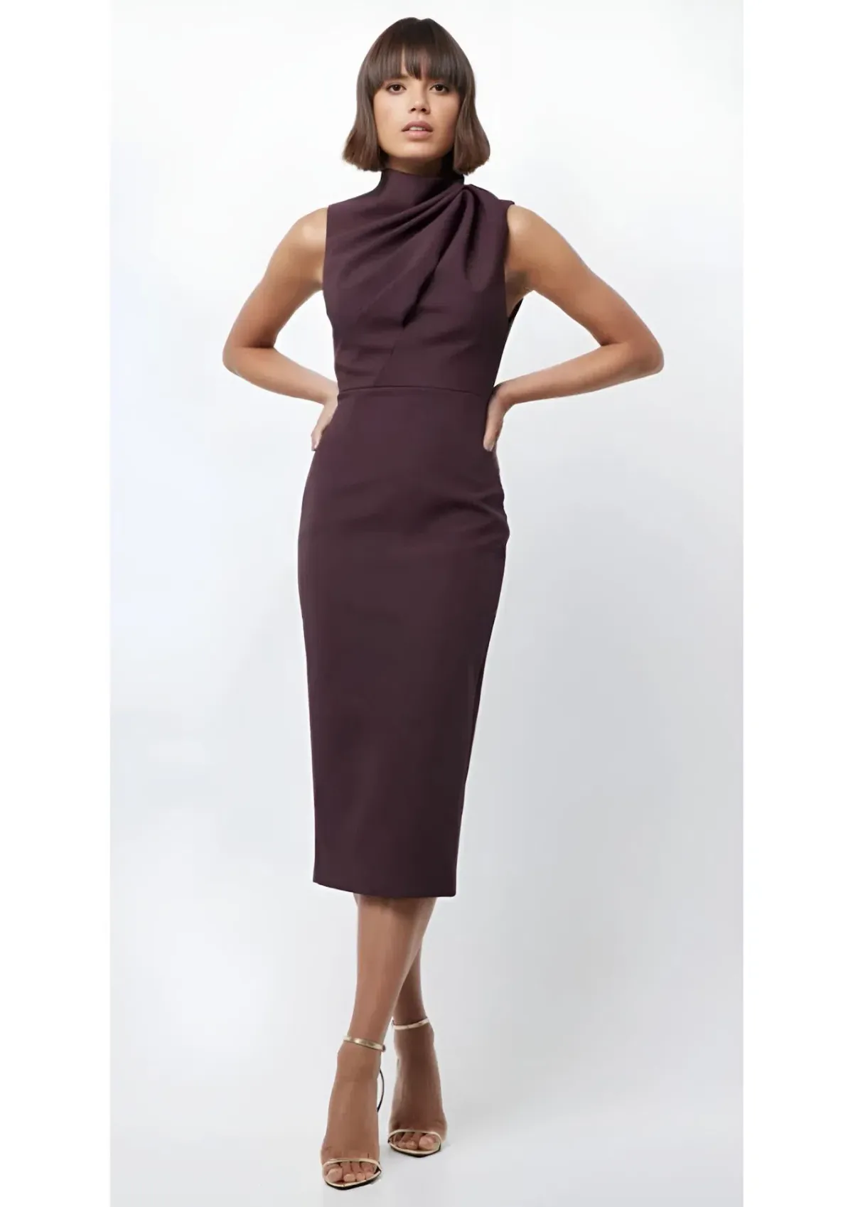 Mossman The Edge of Glory Midi Dress Dark Cherry Size 10 - Image 1