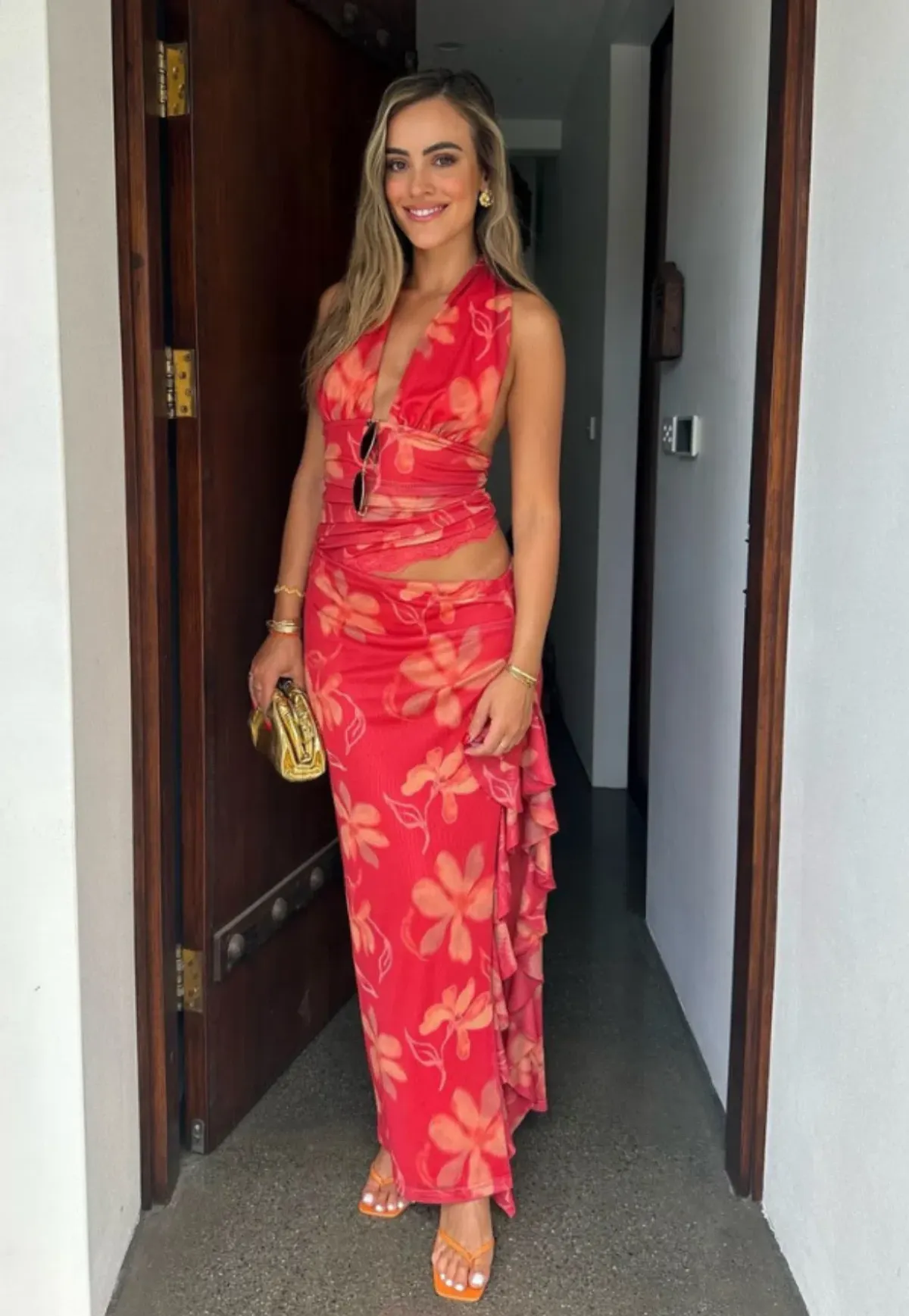 Benni Penelope Maxi Dress Hibiscus Floral Size 10 - Image 3