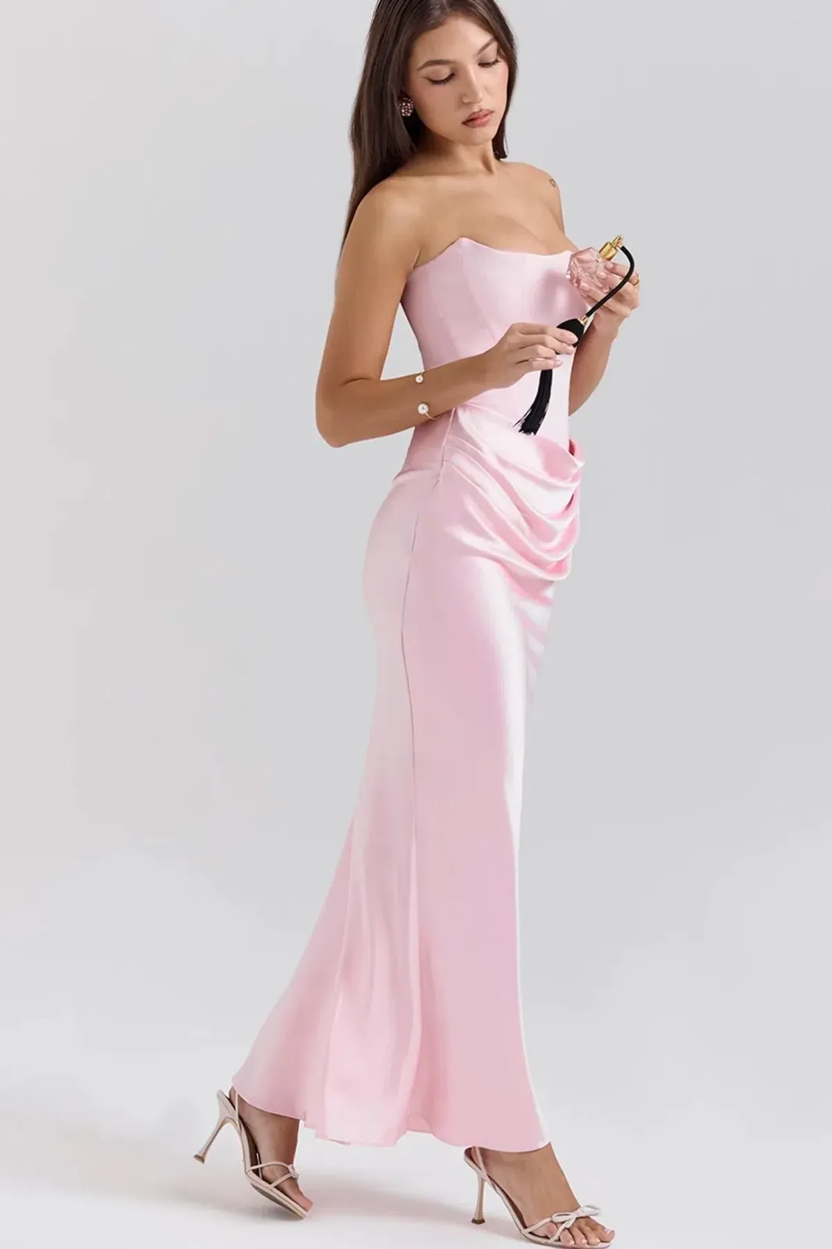 House of CB Persephone Strapless Corset Dress Rose Shadow Size XS / AU 6 - Image 11