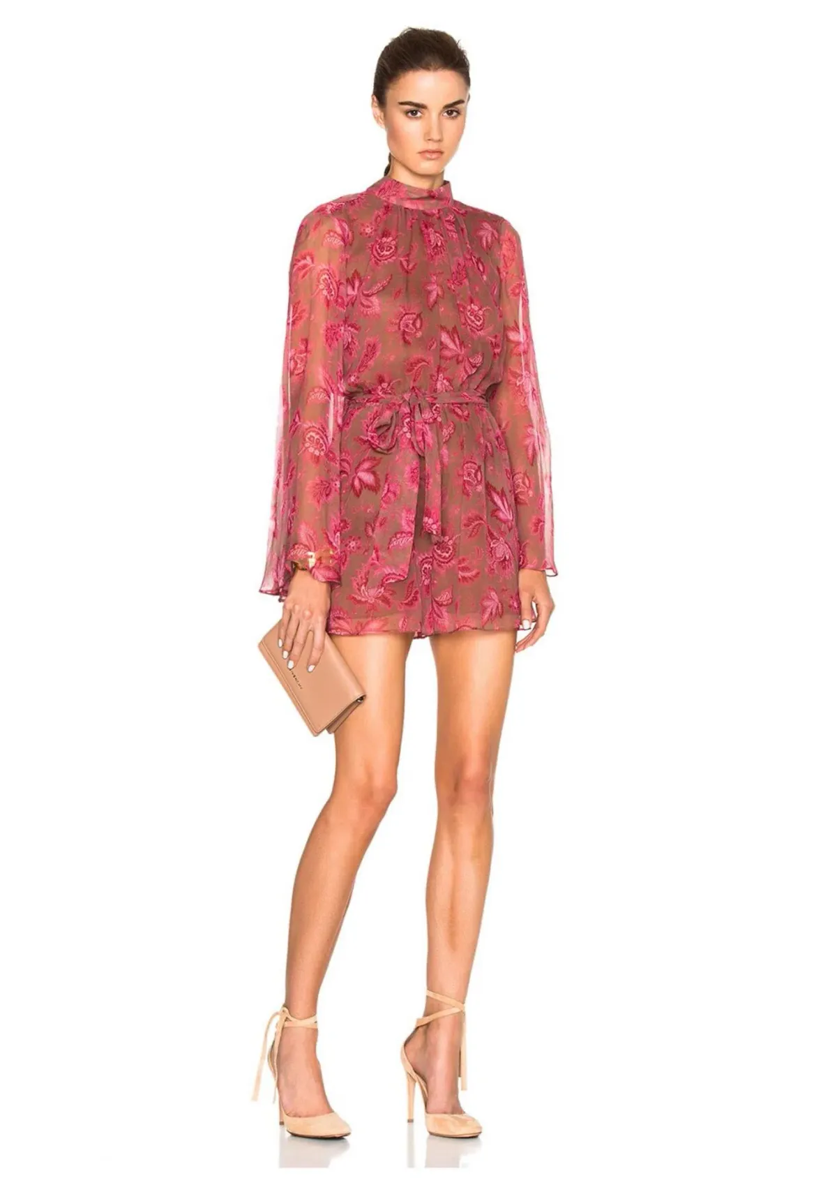 Zimmermann Karmic Flare Sleeve Playsuit Pink Paisley Chintz Size 0 / AU 8 - Image 1