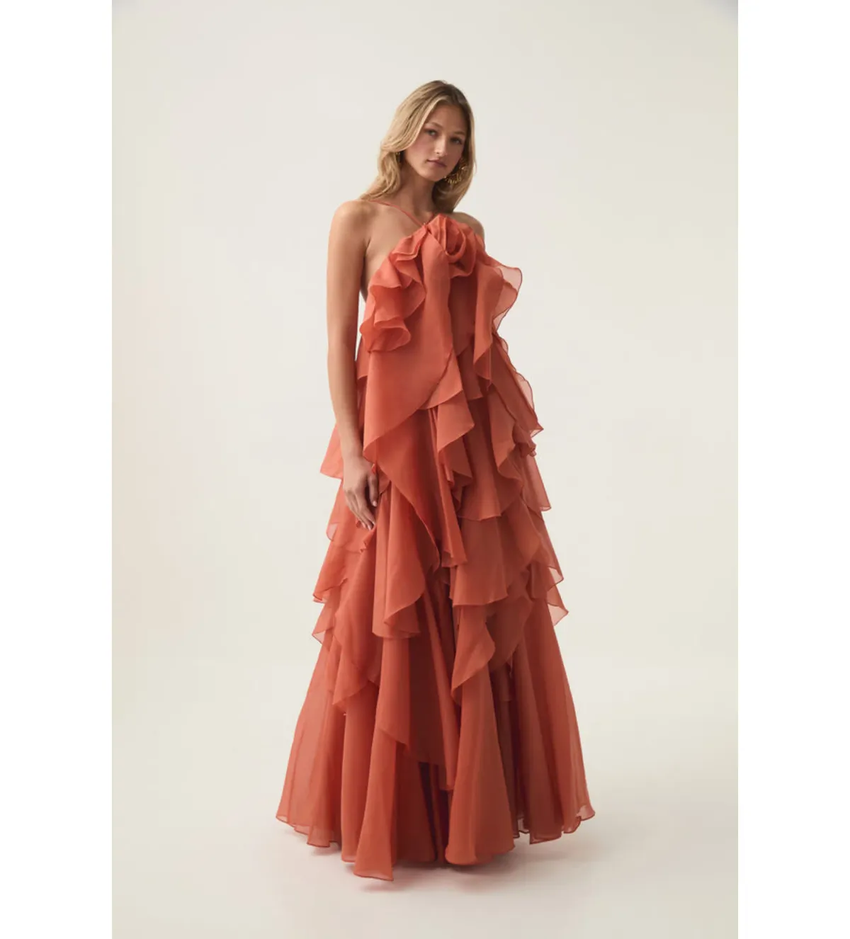 Aje  Pandorea Layered Maxi Dress Coral Clay Size 6  - Image 1