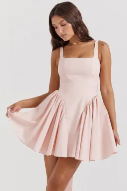 House of CB Florianne Bow Mini Dress in Soft Peach Size 8 for rent on The Volte - image 2