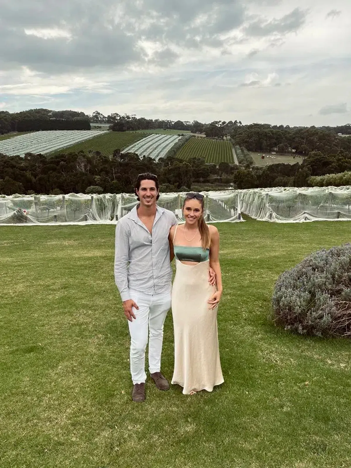 Bec & Bridge Carrie Maxi Dress Cream/Green Size 8 - Image 5