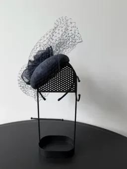 Millinery Headpiece With Raffia Flowers and Veil for rent on The Volte - image 3