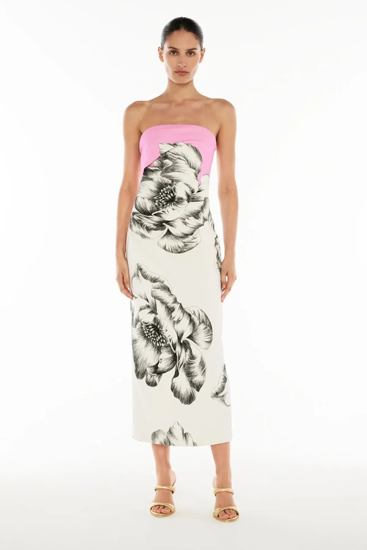 Manning Cartell Overbloom Midi Dress White/Black Floral Size 8 - Image 1