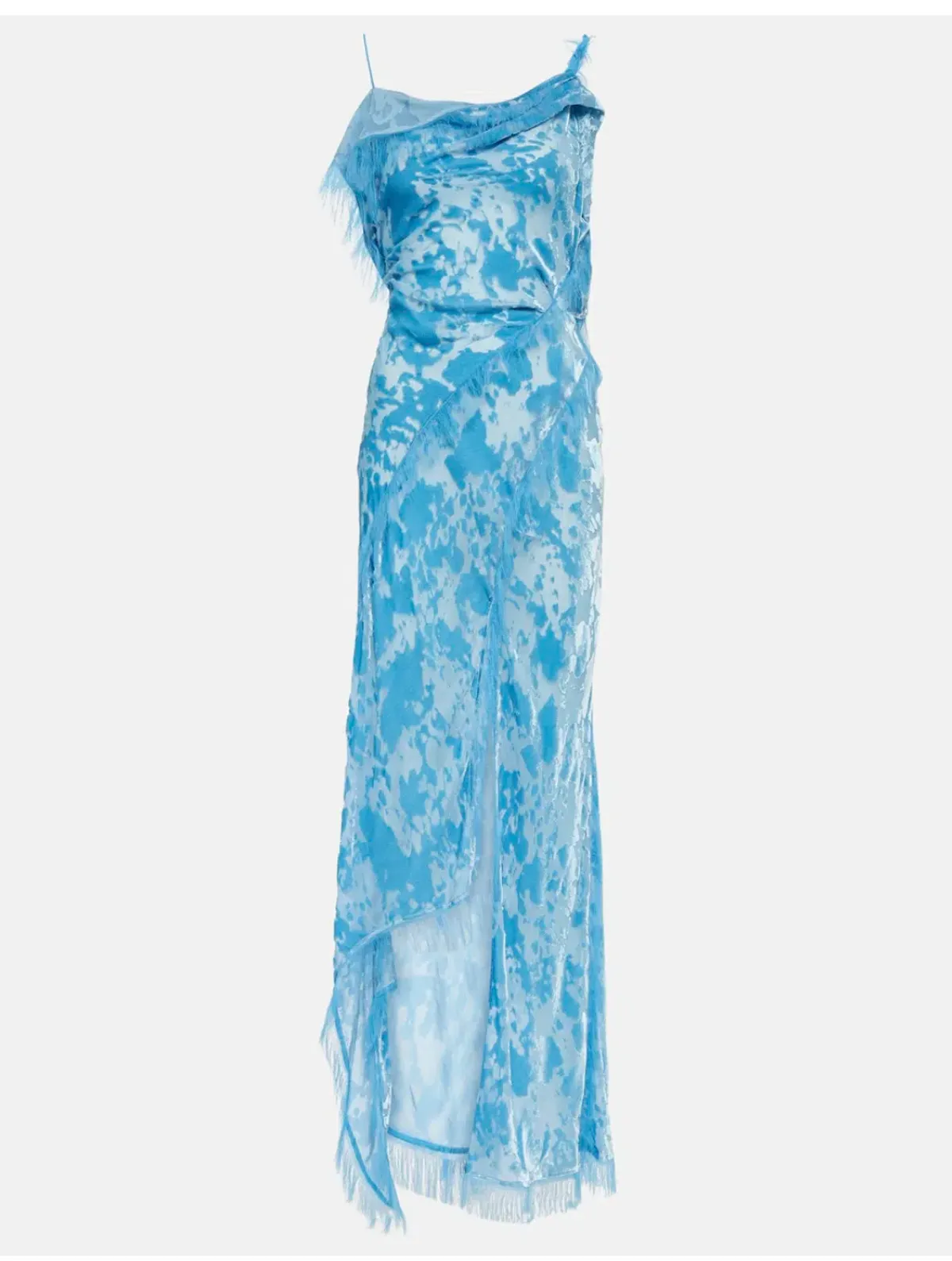 Acne Studios Women's Asymmetric Velvet Maxi Dress Neon Blue Size 34 / AU 6 - Image 6