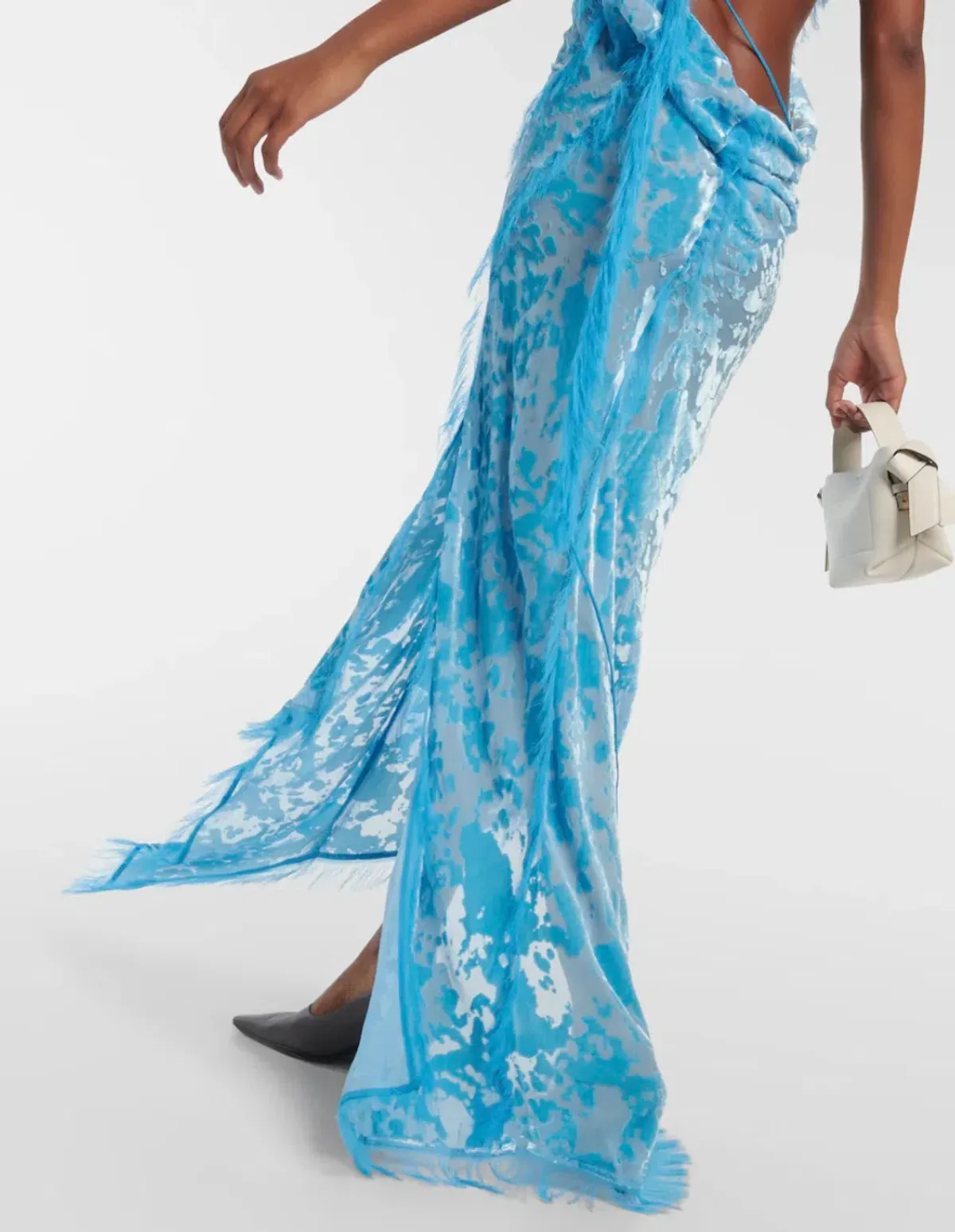 Acne Studios Women's Asymmetric Velvet Maxi Dress Neon Blue Size 34 / AU 6 - Image 4