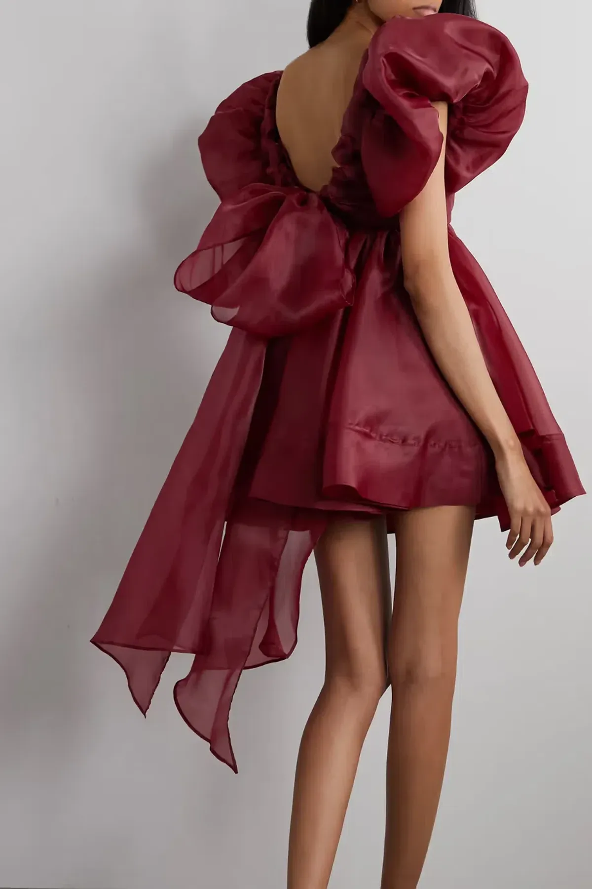Aje Gretta Organza Mini Dress Burgundy Size 8 - Image 3