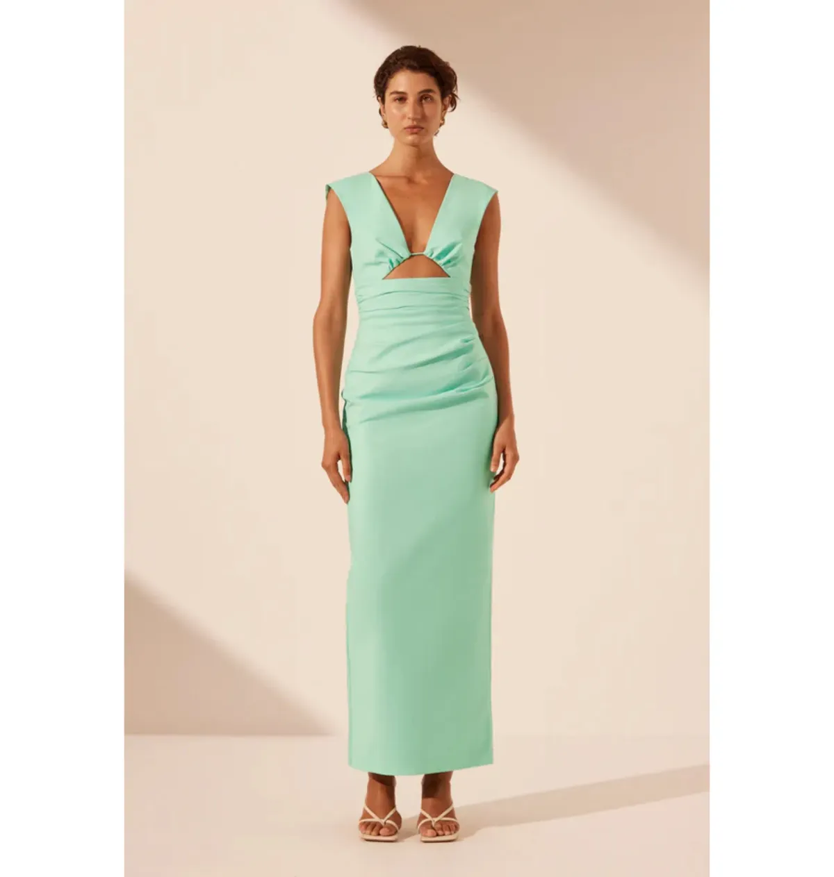 Shona Joy Lani plunged Cut Out Maxi Dress in Aqua Size AU 14  - Image 1