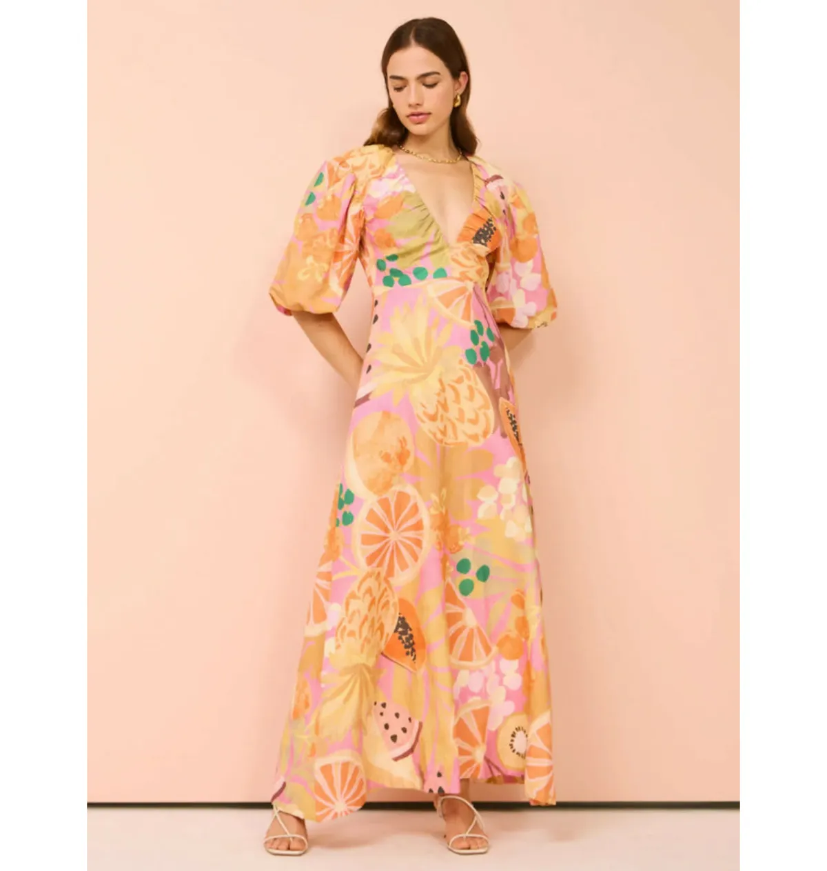 By Nicola Bolero Maxi Gathered Neckline Dress In Fruit Punch Size AU 10 - Image 1