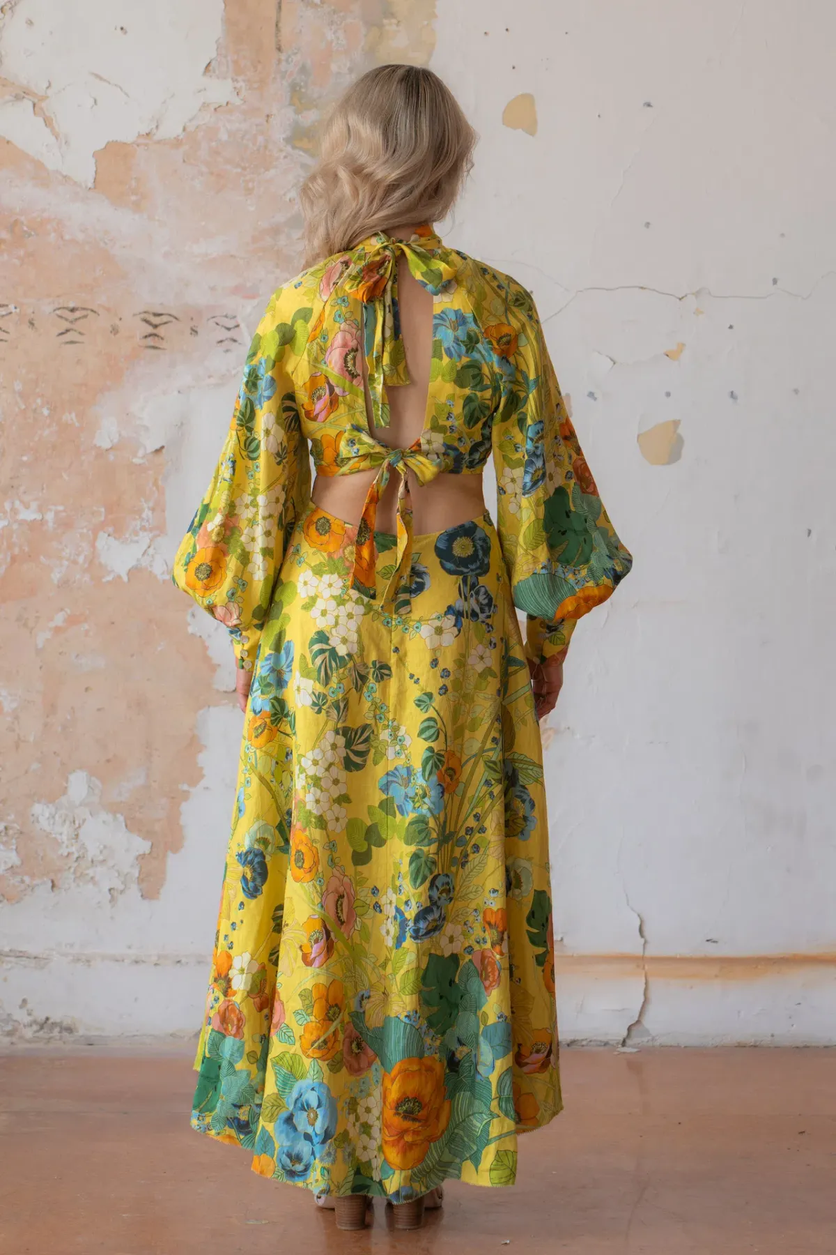 Alemais Cresida Cutout Midi Dress Print Size AU 10 - Image 4