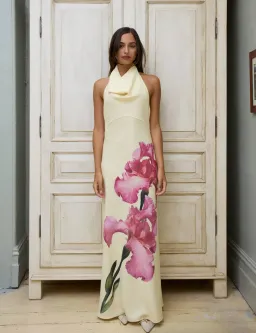 With Harper Lu Cowl Slip Dress in Iris Floral Size XS / AU 6 for rent on The Volte - image 1