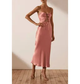 Shona Joy Eloise Lace Up Midi Dress Antique Rose Size AU 6 for rent on The Volte - image 1