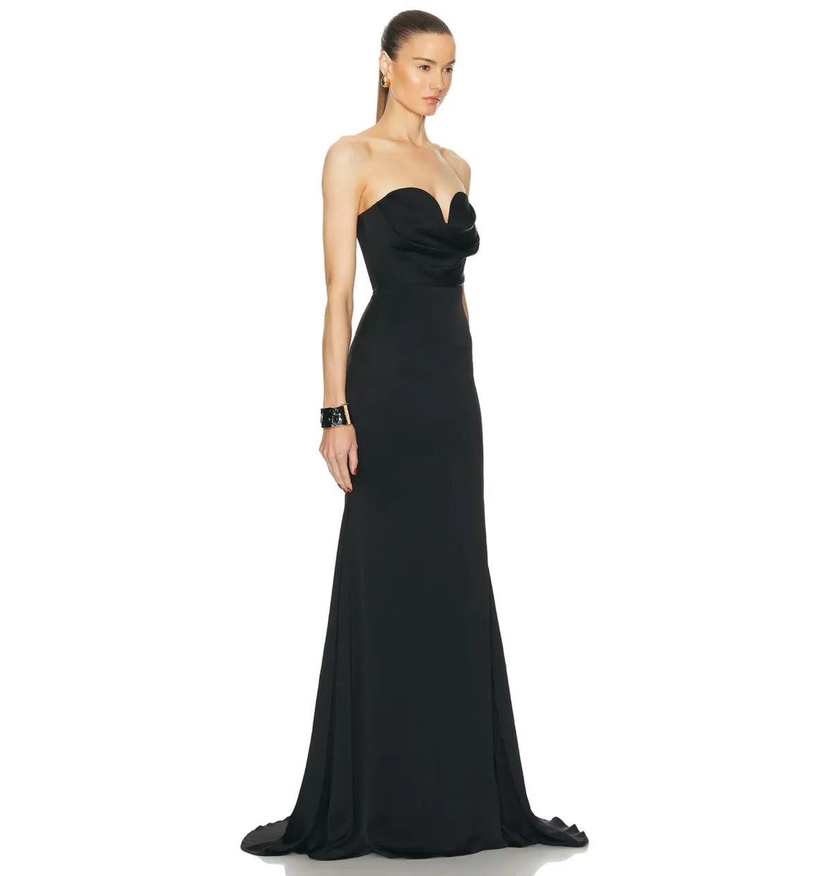 Alex Perry Strapless Sweetheart Drape Gown Black Size AU 8 - Image 2