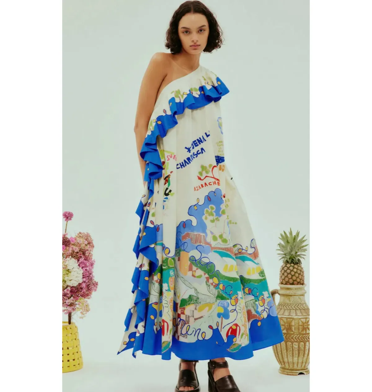 Alemais Nadia One Shoulder Ruffle Dress Multi Size AU 14 - Image 1