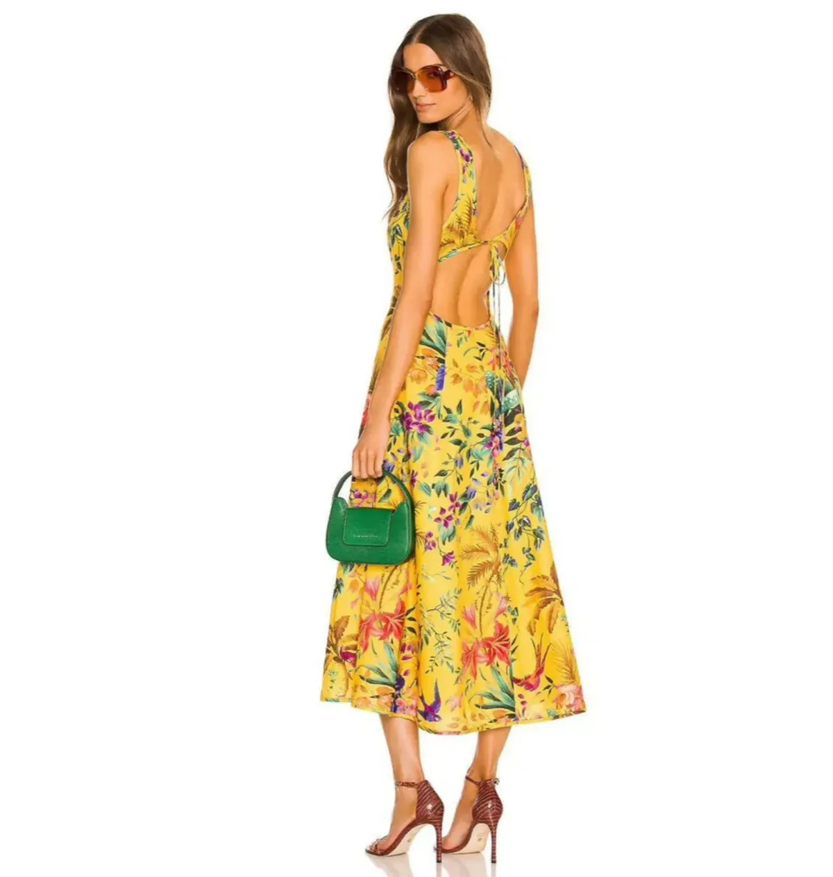Zimmermann Tropicana Cut Out Midi Dress in Mango Floral Size 0 / AU 8 - Image 2