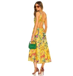 Zimmermann Tropicana Cut Out Midi Dress in Mango Floral Size 0 / AU 8 for rent on The Volte - image 2
