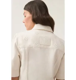 Aje Ren Denim Crop Shirt and Ren Belmond Denim Short Set in White Size AU 8  for rent on The Volte - image 6