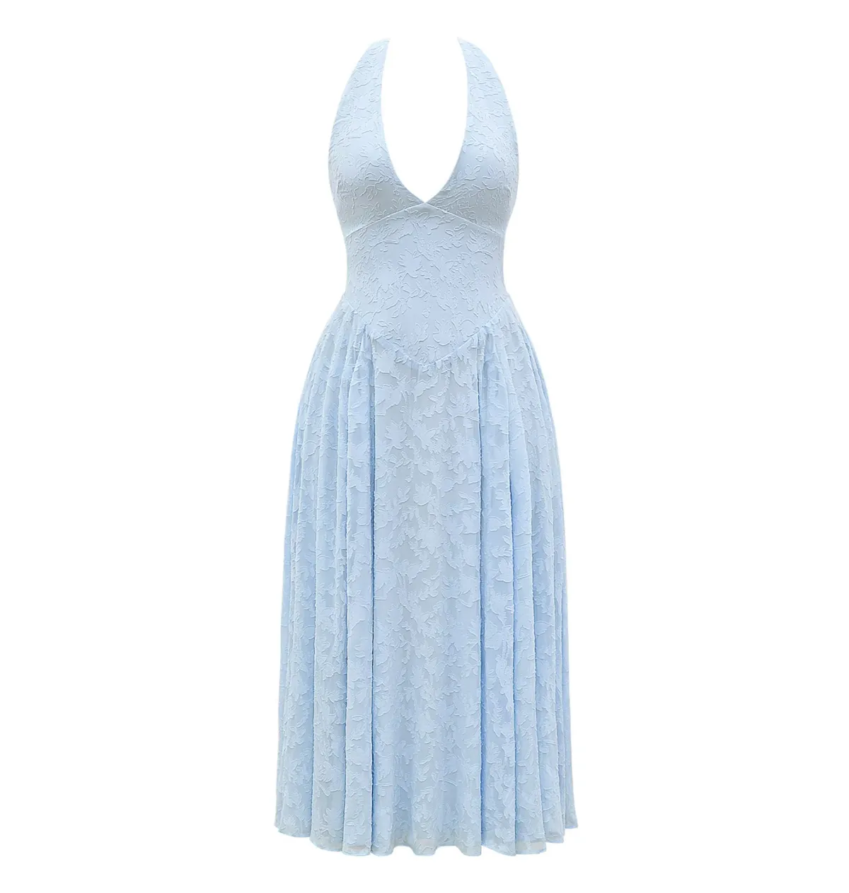 House of CB Arietta Jacquard Halter Midi Dress Bluebell Floral Size AU 6  - Image 5