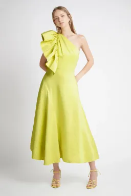 Aje Bonjour Asymmetric Midi Dress Lime Green Size 16 for rent on The Volte - image 3