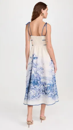 Zimmermann The Wylie Picnic Midi Dress in Blue Palm Size 0 / AU 8  for rent on The Volte - image 2