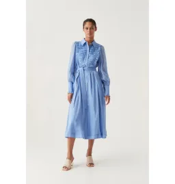 Aje Iris Pleated Bib Midi Dress Mist Blue Size AU 12 for rent on The Volte - image 1