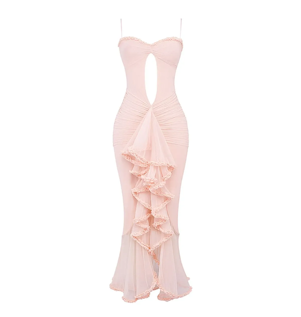 House of CB Gabriella Ruffled Front Gown Soft Peach Size S / AU 8 - Image 5