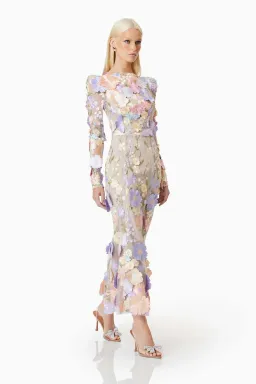 Elliatt Shannon 3D Floral Midi Dress In Purple Size AU 8 for rent on The Volte - image 9