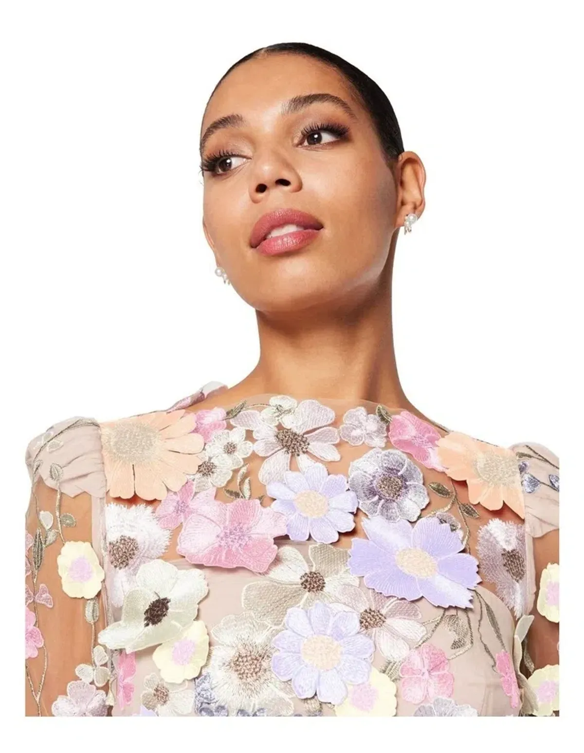 Elliatt Shannon 3d Floral Midi Dress in Purple Size AU 10 - Image 3