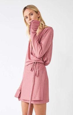 Kacey Devlin Formation Mini Wrap Dress Metallic Pink Size 10 for rent on The Volte - image 2