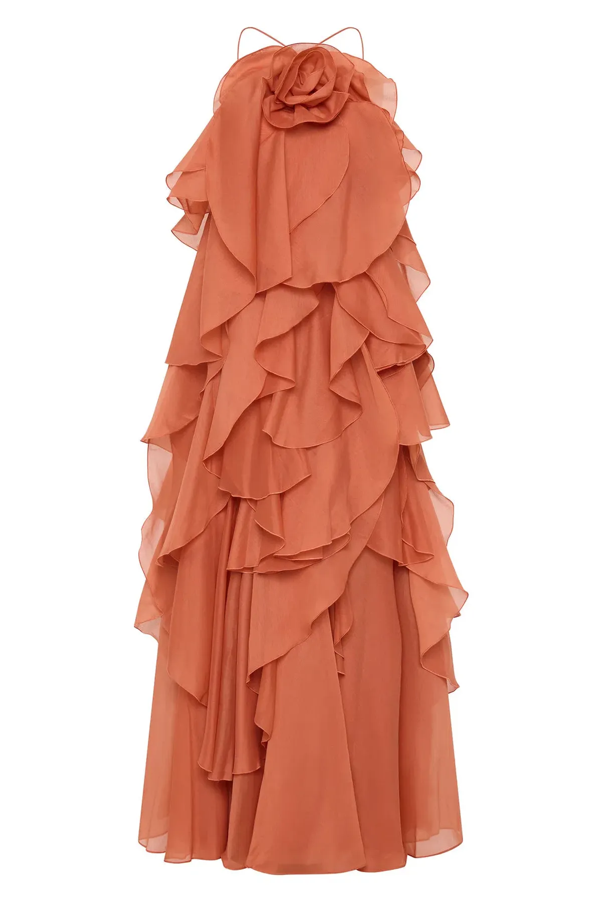 Aje Pandorea Layered Maxi Dress Coral Clay Size AU 8 - Image 6