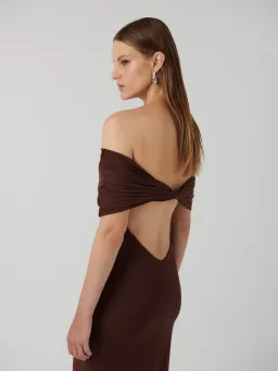 Effie Kats Viela Gown Cocoa Brown Size M / AU 10 for rent on The Volte - image 4