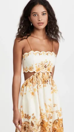 Zimmermann Aliane Scallop Midi Dress Amber Floral Size 8 for rent on The Volte - image 5
