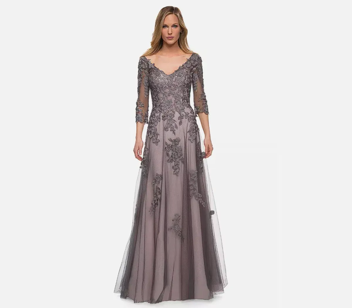 La Femme 29205 Mother Of The Bride Gown Dress Grey Size 20 - Image 3