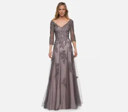 La Femme 29205 Mother Of The Bride Gown Dress Grey Size 20 for rent on The Volte - image 3