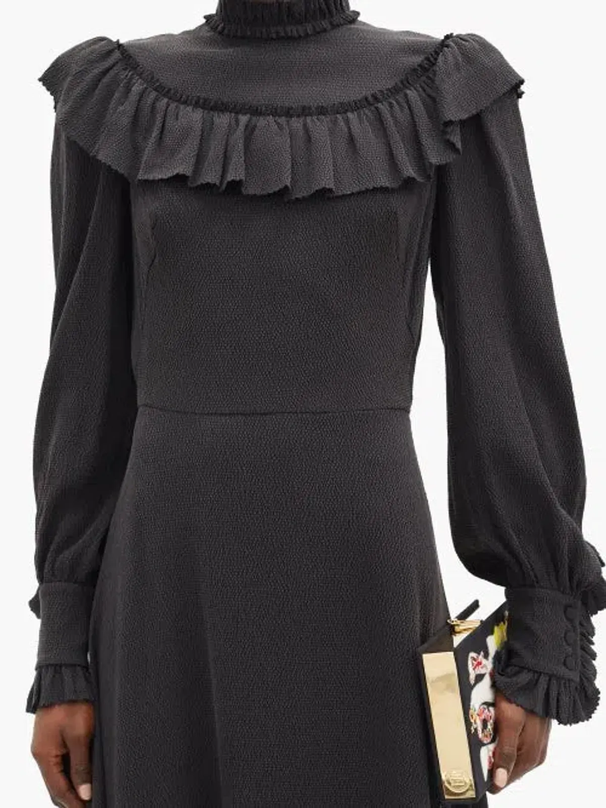The Vampire's Wife The Firefly Gathered Puckered Silk Satin Dress Black Size AU 10 - Image 2