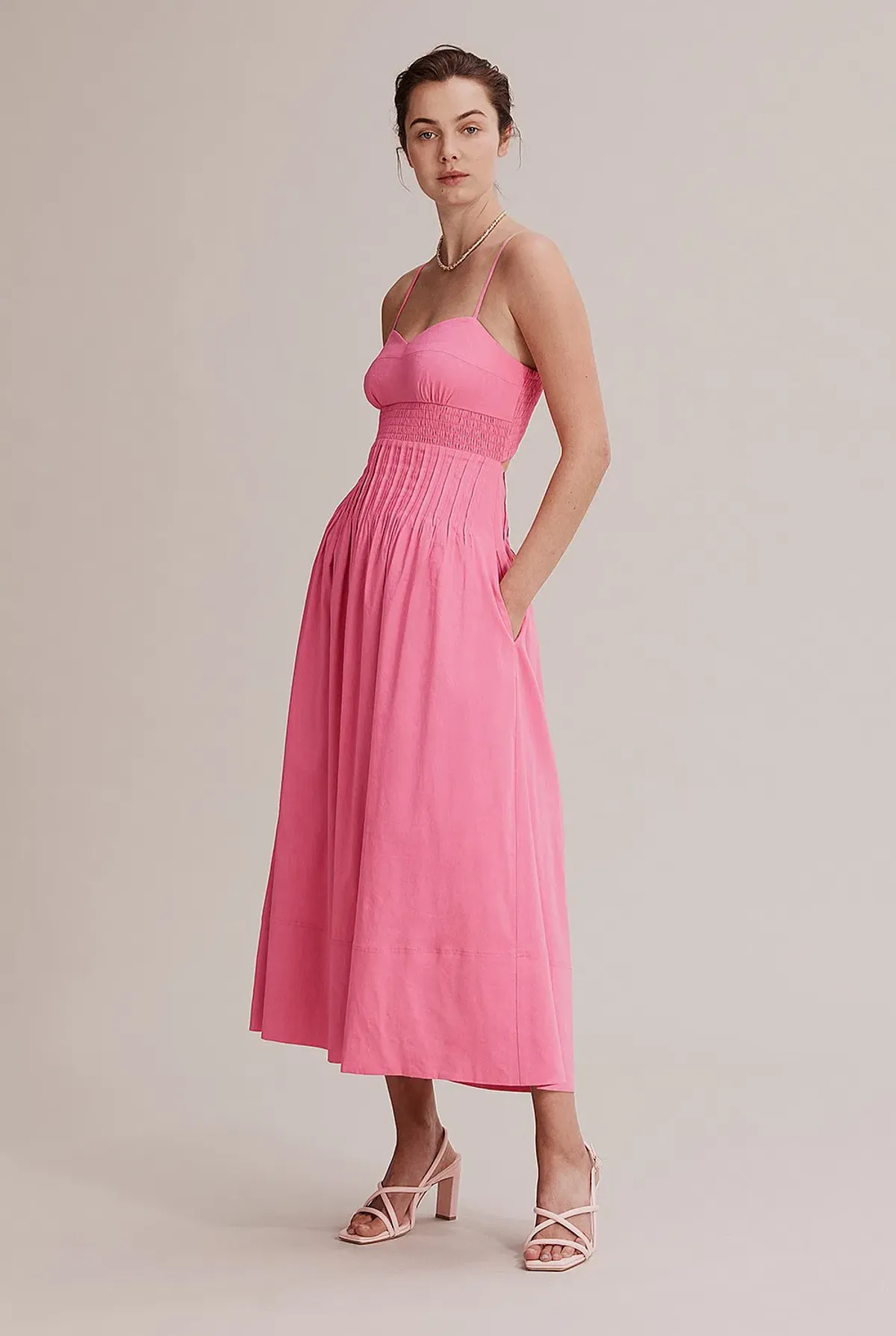Country Road Gathered Midi Dress Hot Pink Size 12 - Image 1