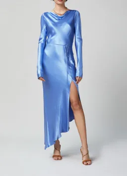 Bec & Bridge Delphine Long Sleeve Midi Dress Blue Size 8 for rent on The Volte - image 1