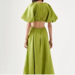 AJE Capucine Puff Sleeve Midi Dress in Verdant Green Size 8 for rent on The Volte - image 4