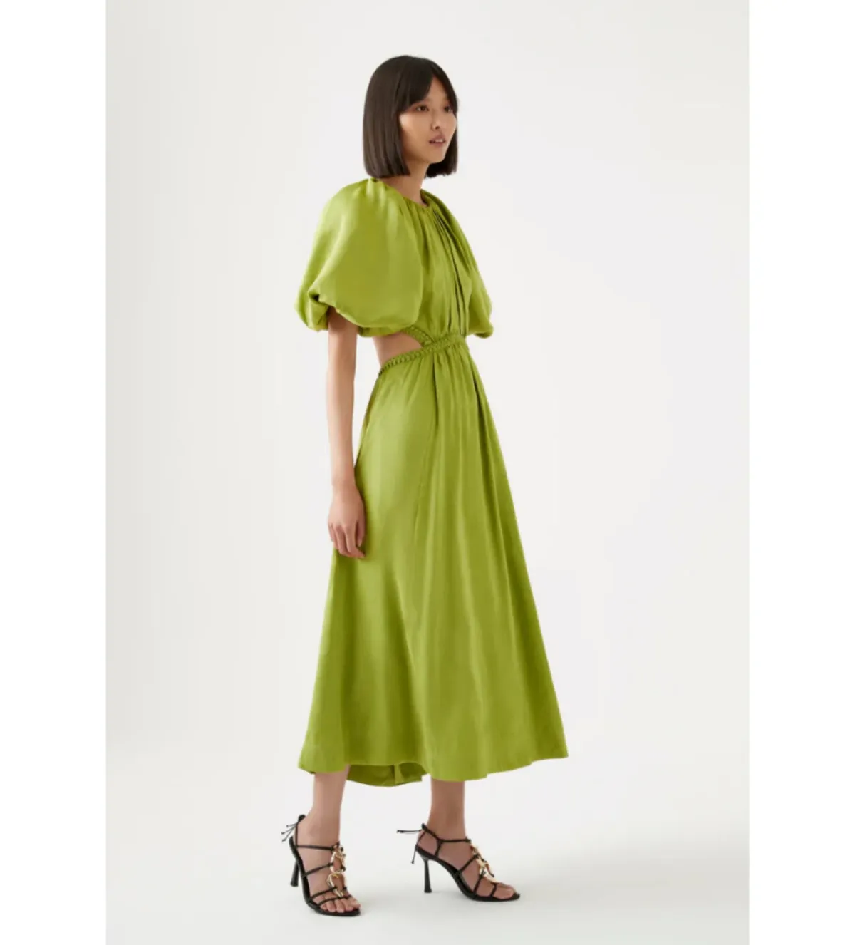 AJE Capucine Puff Sleeve Midi Dress in Verdant Green Size 8 - Image 1