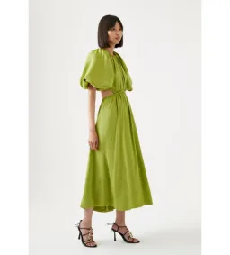 AJE Capucine Puff Sleeve Midi Dress in Verdant Green Size 8 for rent on The Volte - image 1