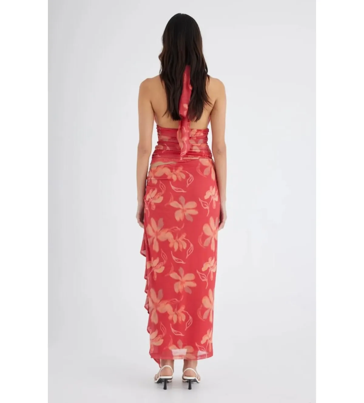 BENNI  Penelope Halter Maxi Dress Hibiscus Floral Size 8 - Image 2
