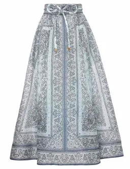Zimmermann Gathered Shirt and Midi Skirt Set Blue Bandana Size 2/Au  12 for rent on The Volte - image 3